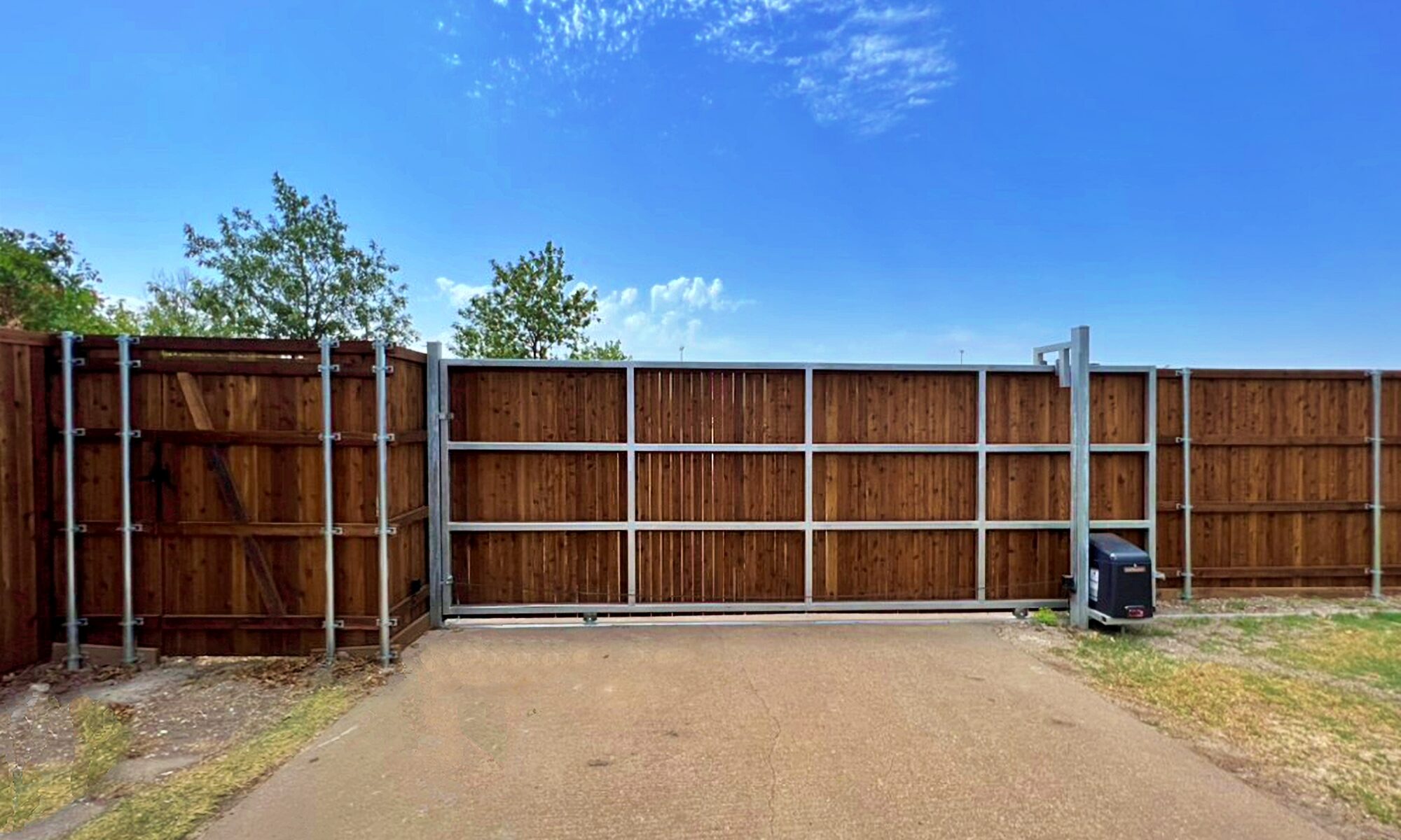 Types of Fences, Side by Side Wooden Fence with Rolling Gate